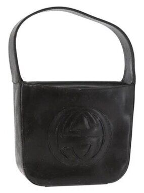 GUCCI Shoulder Bag Patent leather Brown Silver Auth 180202